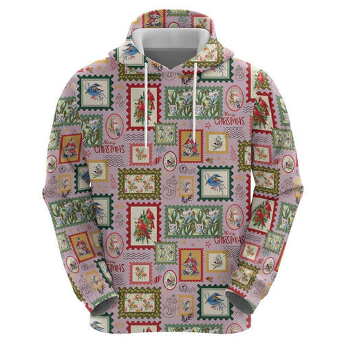 Aussie Birds Christmas La La Land Zip Hoodie Pink Vintage Stamp Edition - Aussie Hoodie