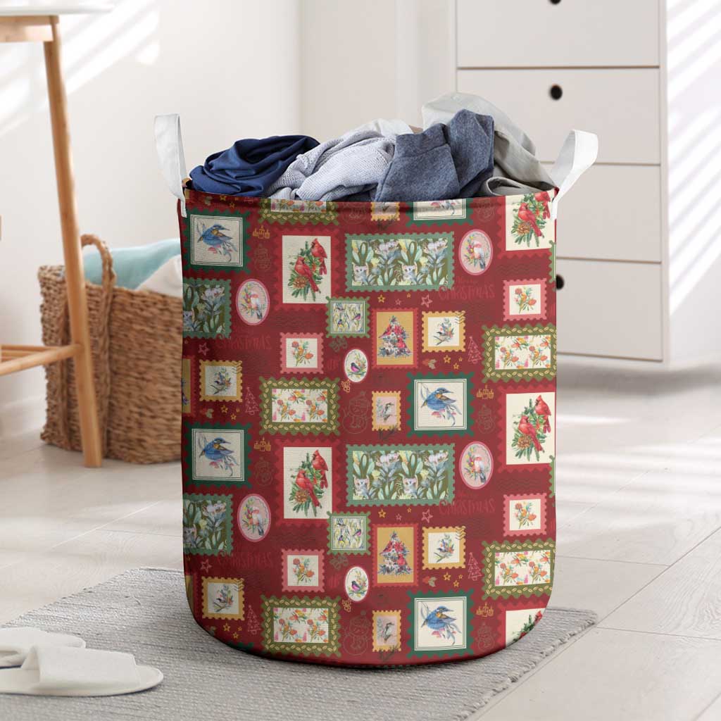 Aussie Birds Christmas La La Land Laundry Basket Red Vintage Stamp Edition - Aussie Hoodie