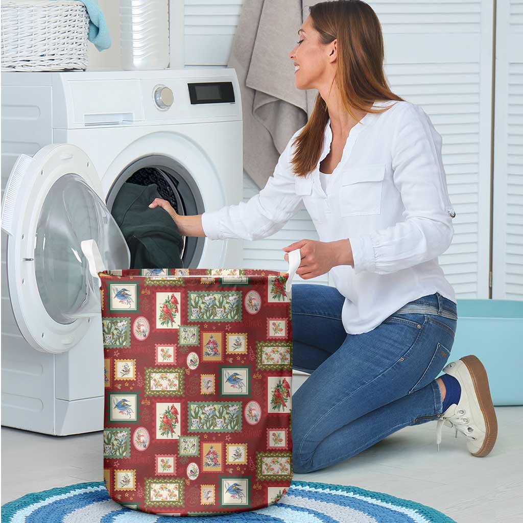 Aussie Birds Christmas La La Land Laundry Basket Red Vintage Stamp Edition - Aussie Hoodie