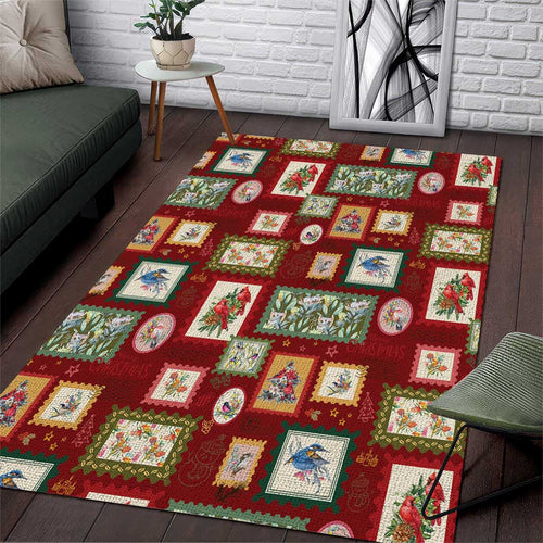 Aussie Birds Christmas La La Land Area Rug Red Vintage Stamp Edition - Aussie Hoodie