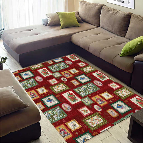 Aussie Birds Christmas La La Land Area Rug Red Vintage Stamp Edition - Aussie Hoodie