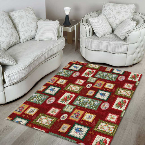 Aussie Birds Christmas La La Land Area Rug Red Vintage Stamp Edition - Aussie Hoodie