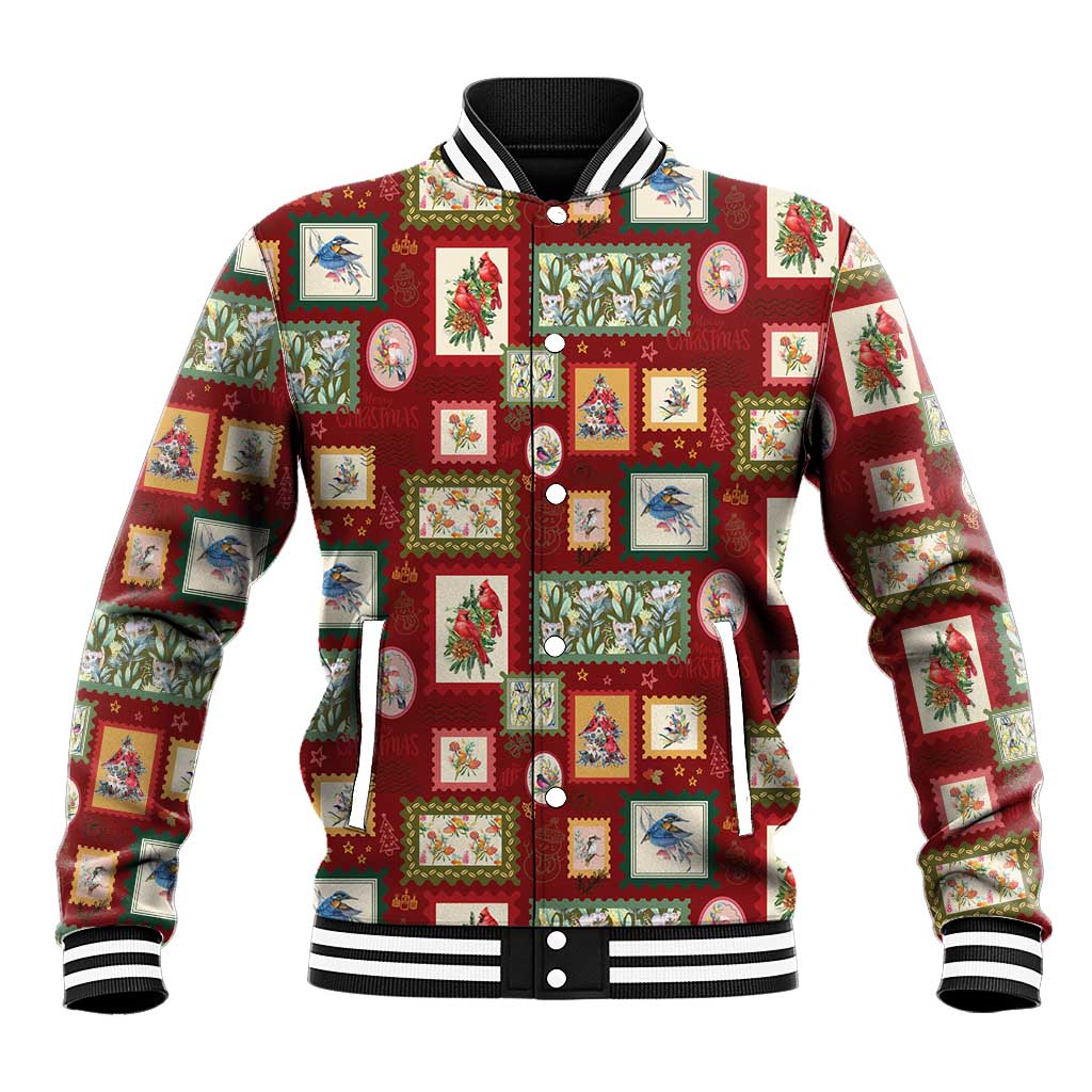Aussie Birds Christmas La La Land Baseball Jacket Red Vintage Stamp Edition - Aussie Hoodie