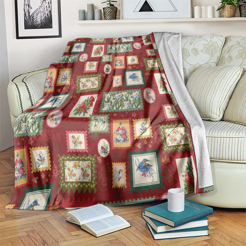 Aussie Birds Christmas La La Land Blanket Red Vintage Stamp Edition - Aussie Hoodie