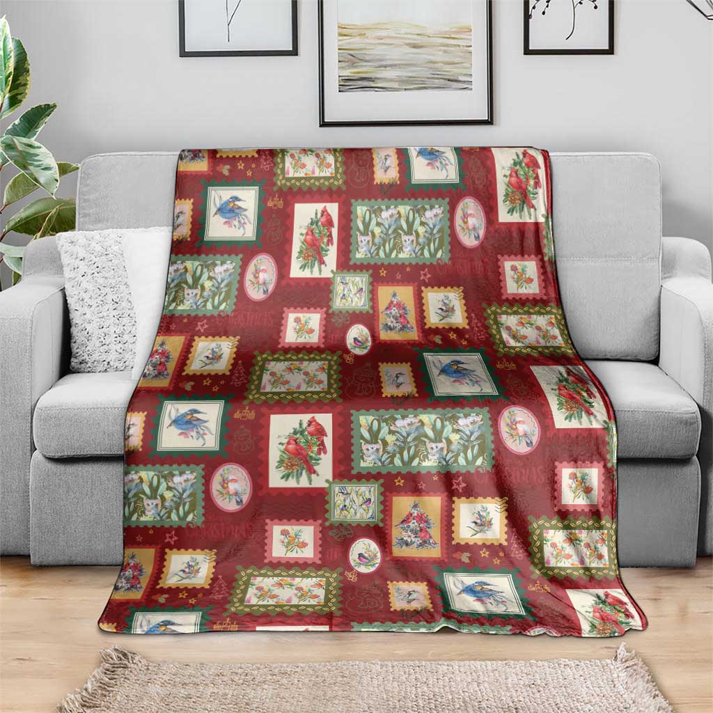 Aussie Birds Christmas La La Land Blanket Red Vintage Stamp Edition - Aussie Hoodie
