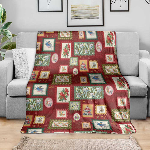 Aussie Birds Christmas La La Land Blanket Red Vintage Stamp Edition - Aussie Hoodie