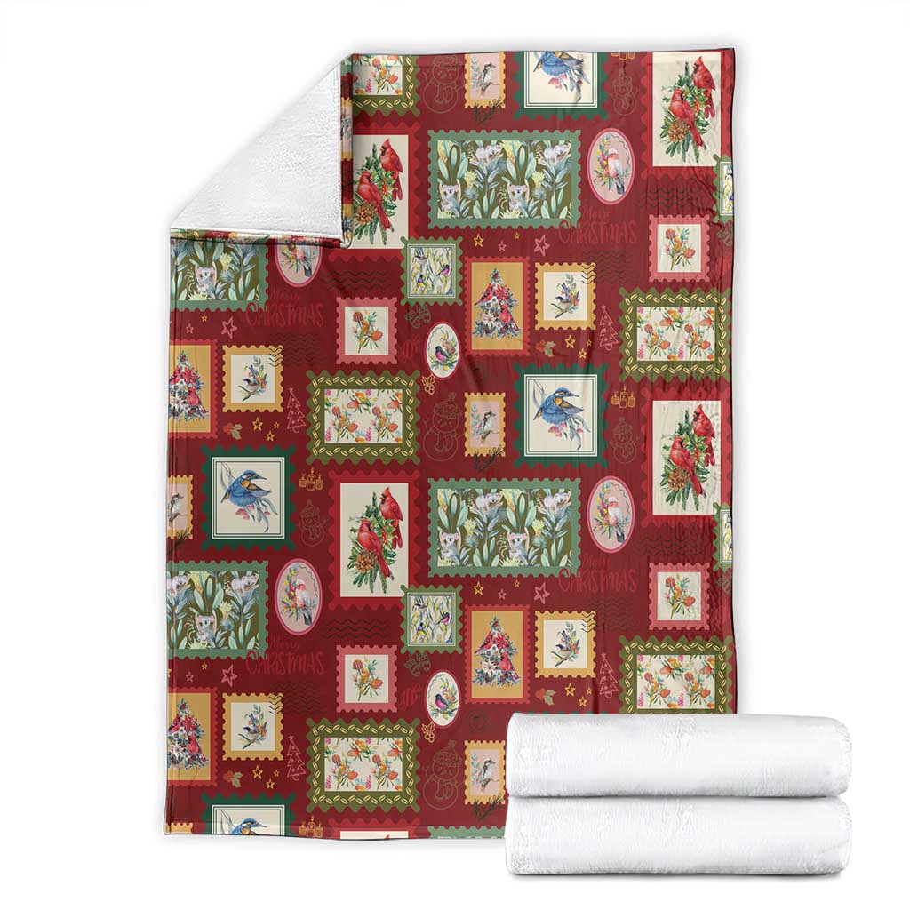 Aussie Birds Christmas La La Land Blanket Red Vintage Stamp Edition - Aussie Hoodie
