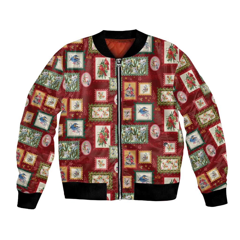 Aussie Birds Christmas La La Land Bomber Jacket Red Vintage Stamp Edition - Aussie Hoodie