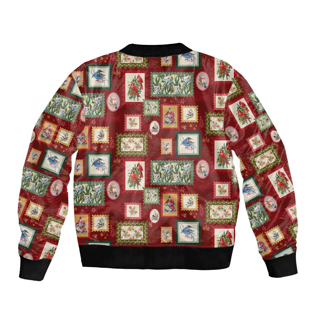 Aussie Birds Christmas La La Land Bomber Jacket Red Vintage Stamp Edition - Aussie Hoodie