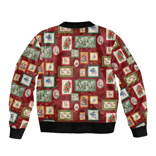 Aussie Birds Christmas La La Land Bomber Jacket Red Vintage Stamp Edition - Aussie Hoodie