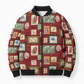 Aussie Birds Christmas La La Land Bomber Puffer Jacket Red Vintage Stamp Edition - Aussie Hoodie