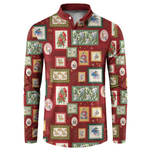 Aussie Birds Christmas La La Land Button Sweatshirt Red Vintage Stamp Edition - Aussie Hoodie