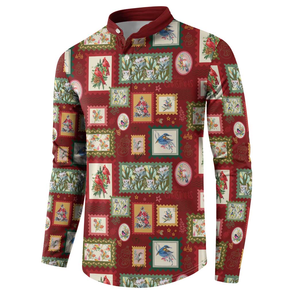 Aussie Birds Christmas La La Land Button Sweatshirt Red Vintage Stamp Edition - Aussie Hoodie