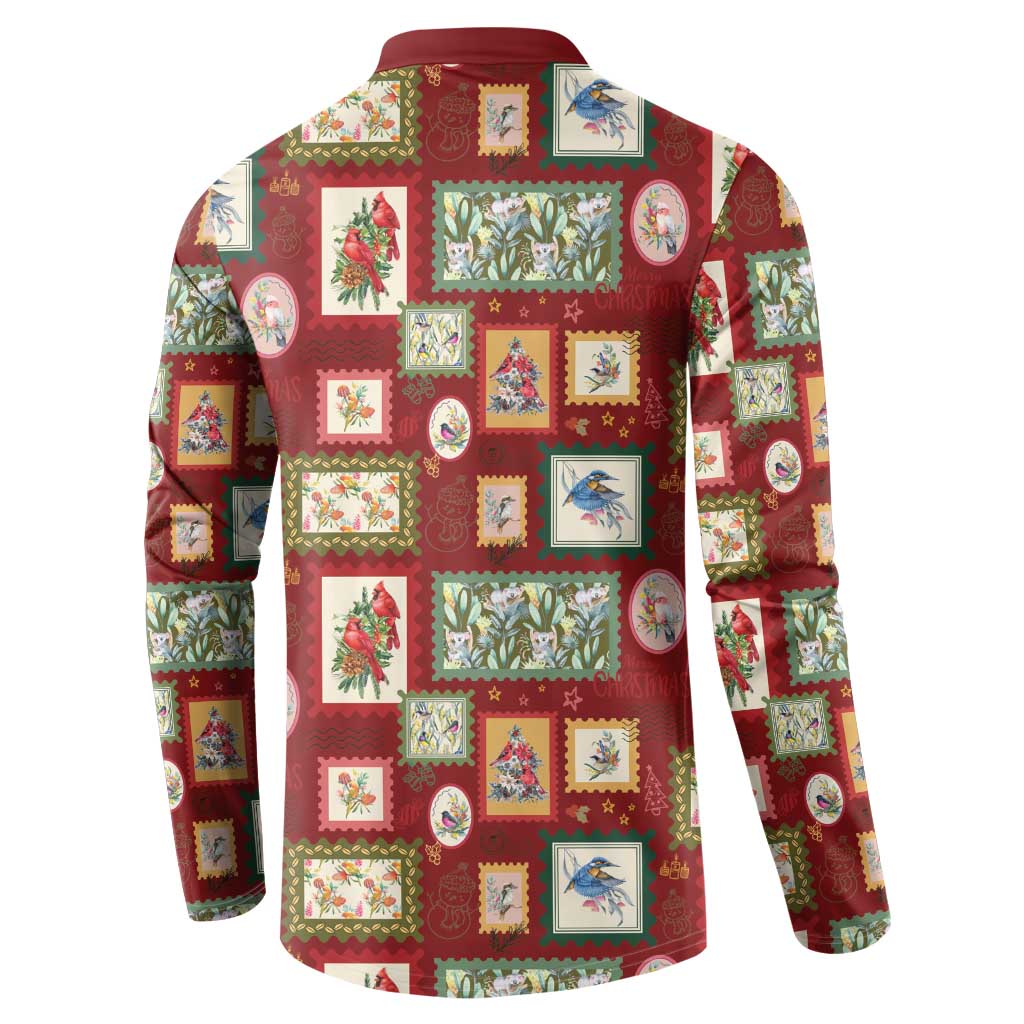 Aussie Birds Christmas La La Land Button Sweatshirt Red Vintage Stamp Edition - Aussie Hoodie