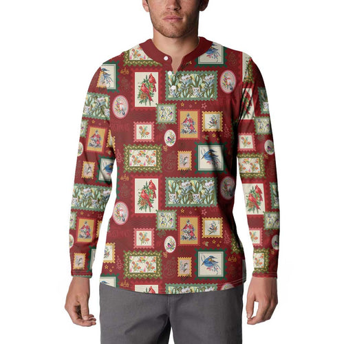 Aussie Birds Christmas La La Land Button Sweatshirt Red Vintage Stamp Edition - Aussie Hoodie