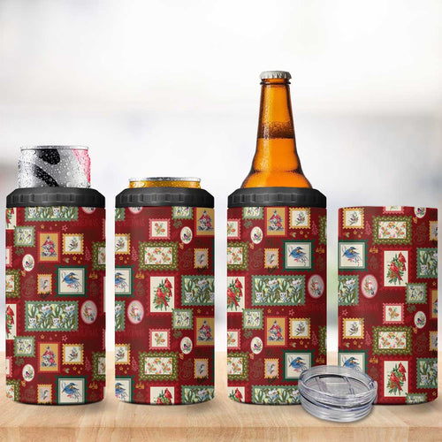 Aussie Birds Christmas La La Land 4 in 1 Can Cooler Tumbler Red Vintage Stamp Edition - Aussie Hoodie