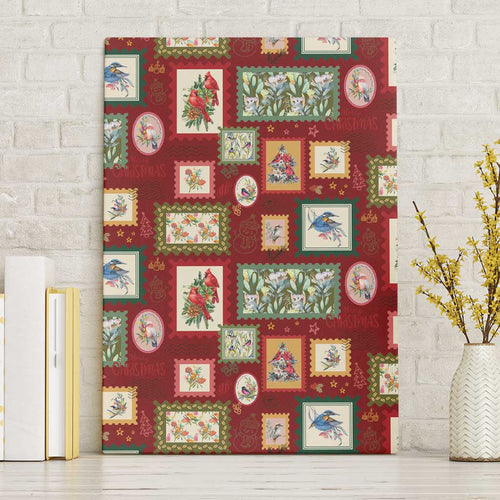 Aussie Birds Christmas La La Land Canvas Wall Art Red Vintage Stamp Edition - Aussie Hoodie