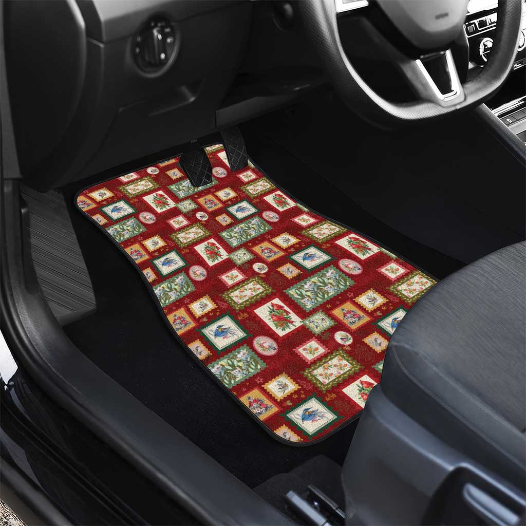 Aussie Birds Christmas La La Land Car Mats Red Vintage Stamp Edition - Aussie Hoodie