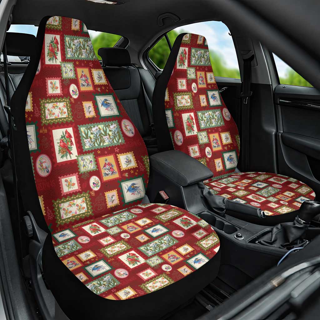 Aussie Birds Christmas La La Land Car Seat Cover Red Vintage Stamp Edition - Aussie Hoodie