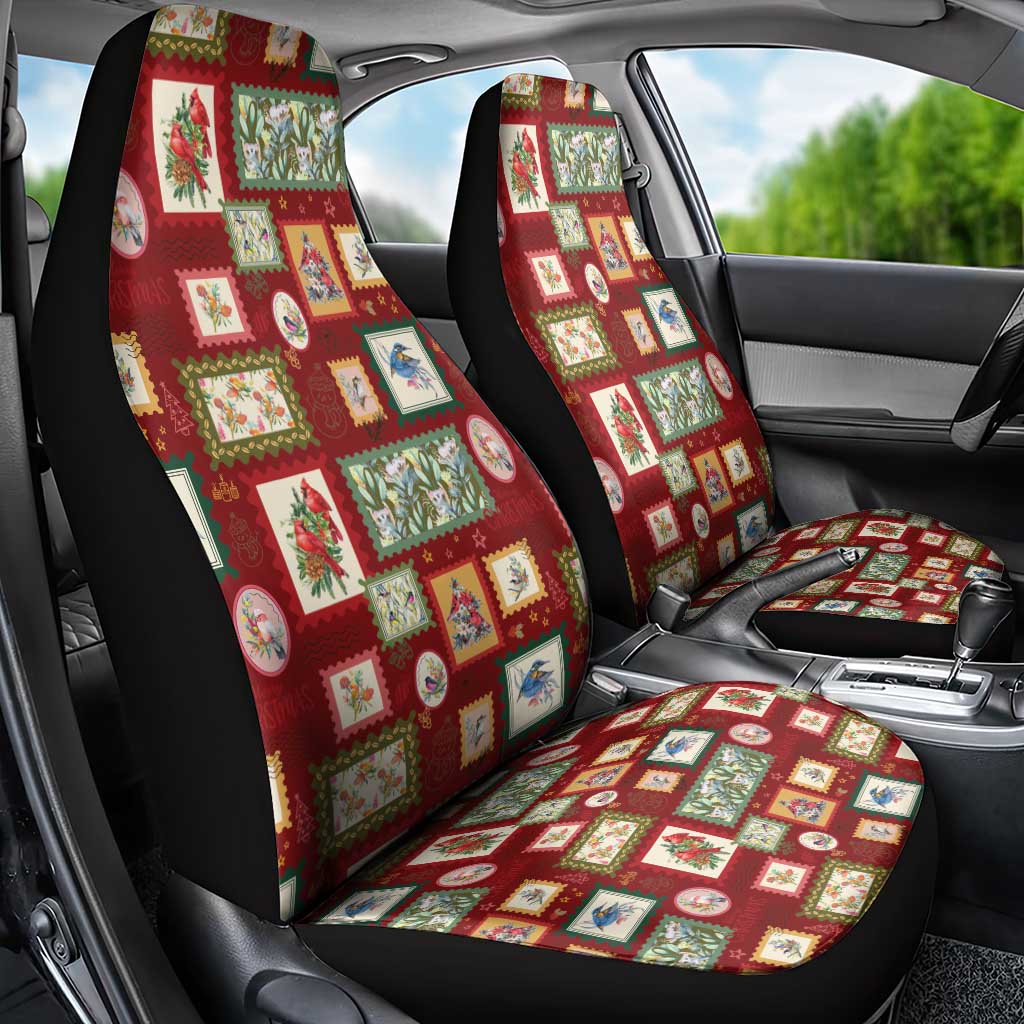 Aussie Birds Christmas La La Land Car Seat Cover Red Vintage Stamp Edition - Aussie Hoodie