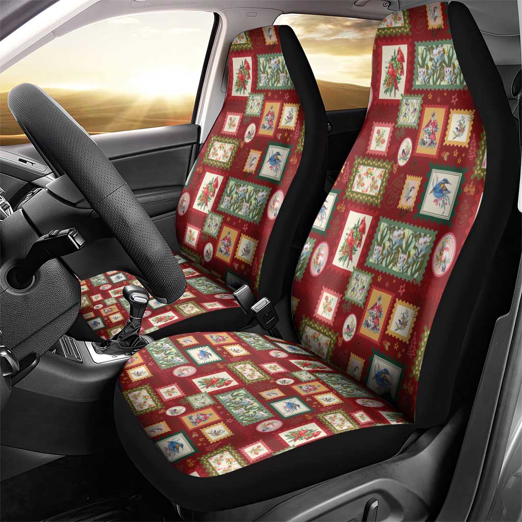 Aussie Birds Christmas La La Land Car Seat Cover Red Vintage Stamp Edition - Aussie Hoodie