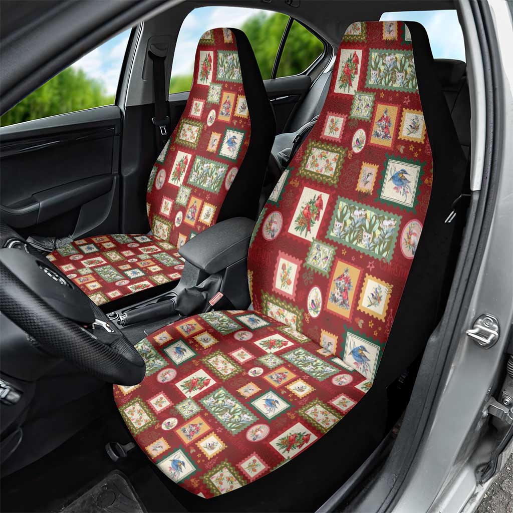 Aussie Birds Christmas La La Land Car Seat Cover Red Vintage Stamp Edition - Aussie Hoodie