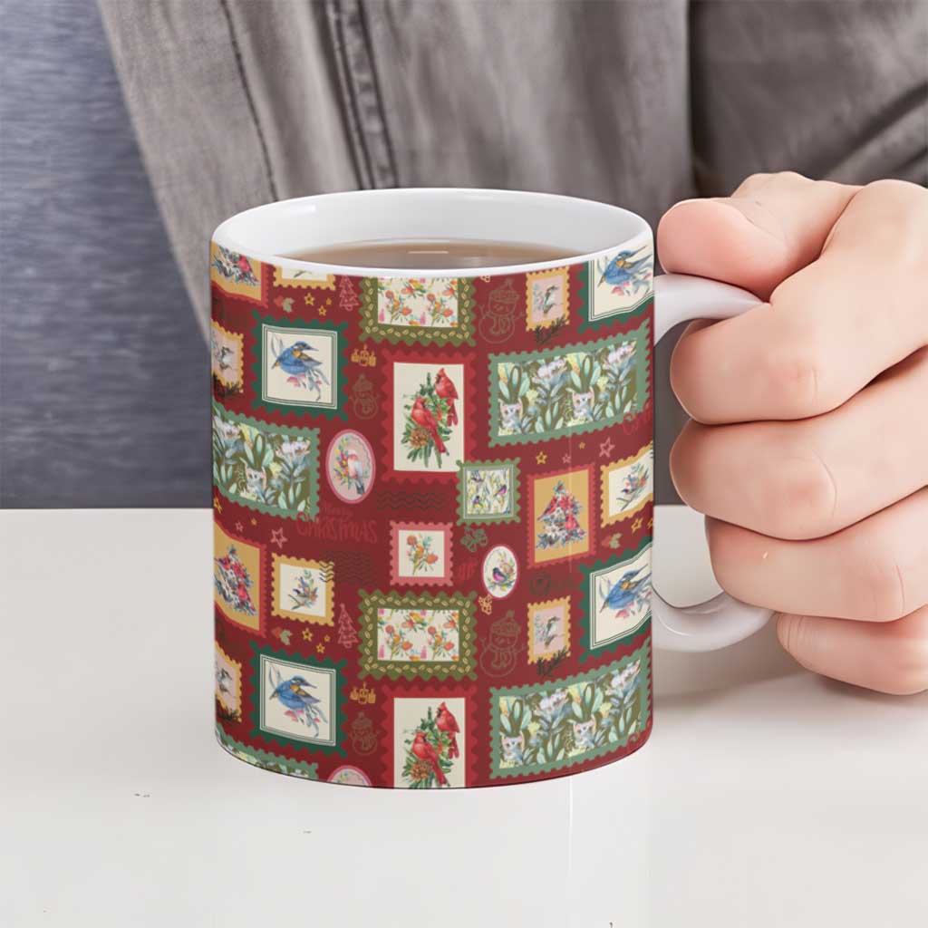 Aussie Birds Christmas La La Land Ceramic Mug Red Vintage Stamp Edition - Aussie Hoodie