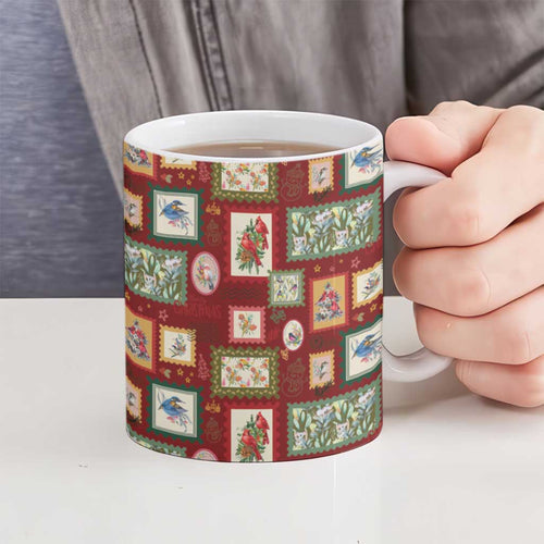 Aussie Birds Christmas La La Land Ceramic Mug Red Vintage Stamp Edition - Aussie Hoodie