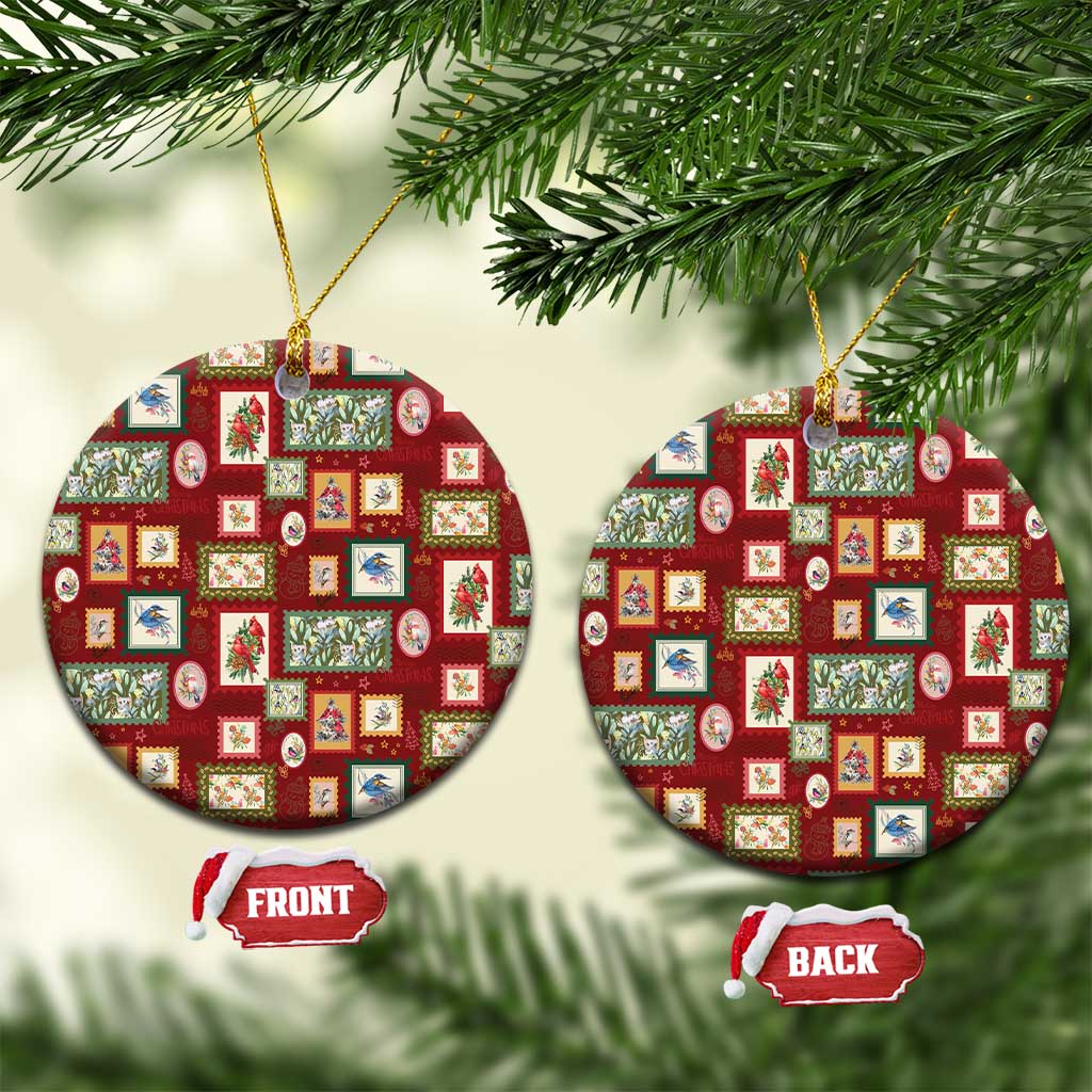 Aussie Birds Christmas La La Land Ceramic Ornament Red Vintage Stamp Edition - Aussie Hoodie