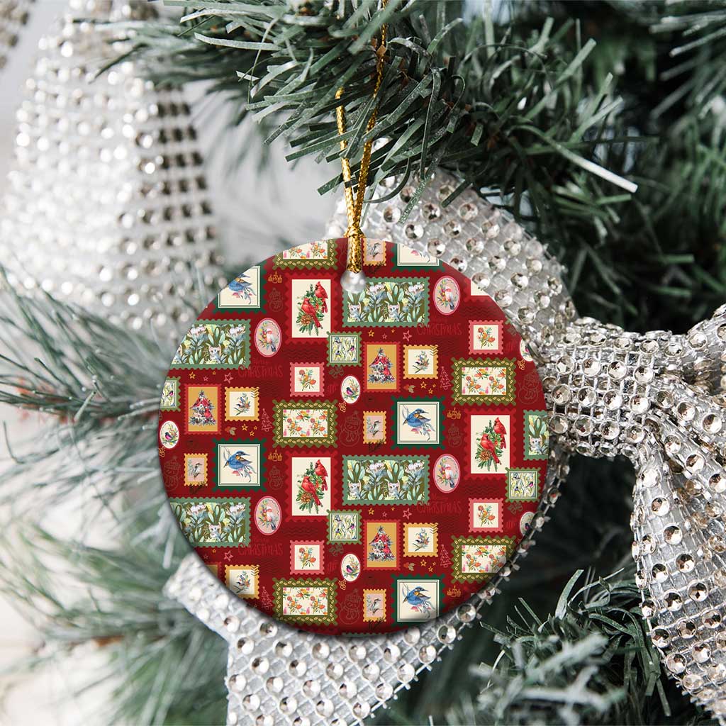 Aussie Birds Christmas La La Land Ceramic Ornament Red Vintage Stamp Edition - Aussie Hoodie
