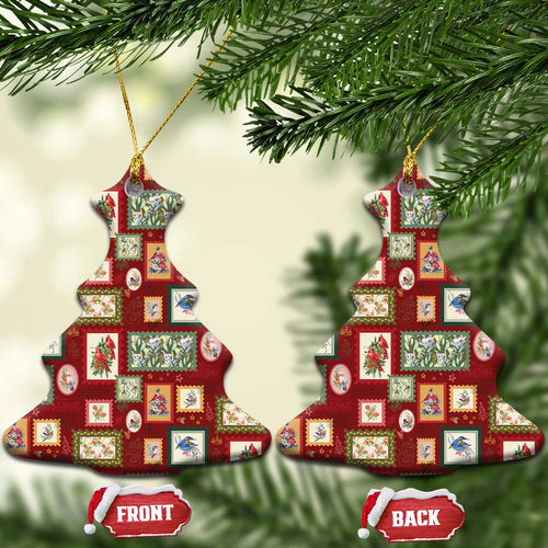 Aussie Birds Christmas La La Land Ceramic Ornament Red Vintage Stamp Edition - Aussie Hoodie