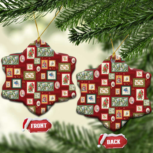 Aussie Birds Christmas La La Land Ceramic Ornament Red Vintage Stamp Edition - Aussie Hoodie