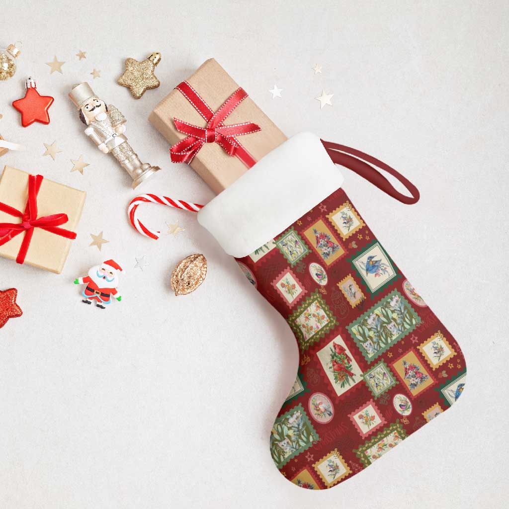 Aussie Birds Christmas La La Land Christmas Stocking Red Vintage Stamp Edition - Aussie Hoodie