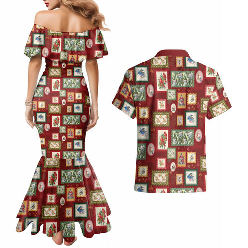 Aussie Birds Christmas La La Land Couples Matching Mermaid Dress and Hawaiian Shirt Red Vintage Stamp Edition - Aussie Hoodie