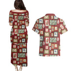 Aussie Birds Christmas La La Land Couples Matching Puletasi and Hawaiian Shirt Red Vintage Stamp Edition - Aussie Hoodie