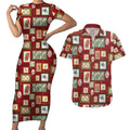 Aussie Birds Christmas La La Land Couples Matching Short Sleeve Bodycon Dress and Hawaiian Shirt Red Vintage Stamp Edition - Aussie Hoodie