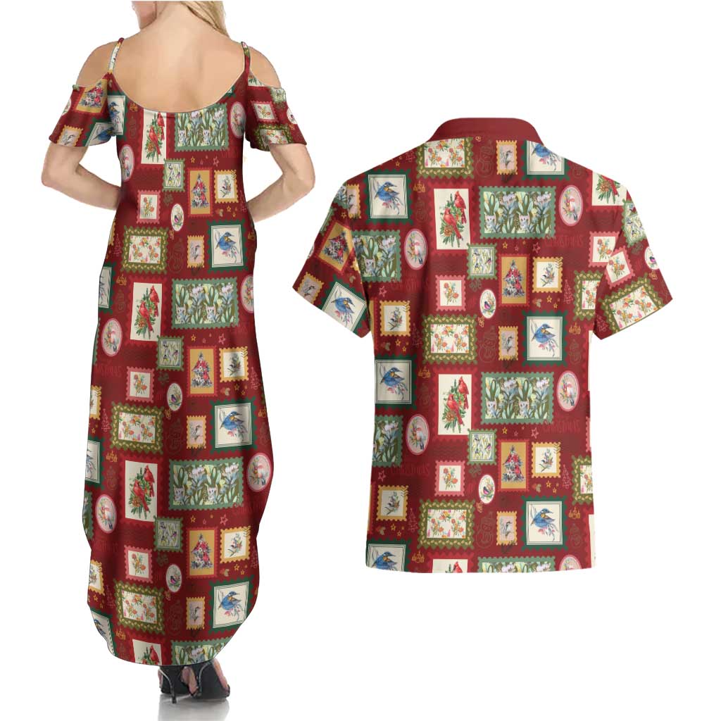 Aussie Birds Christmas La La Land Couples Matching Summer Maxi Dress and Hawaiian Shirt Red Vintage Stamp Edition - Aussie Hoodie