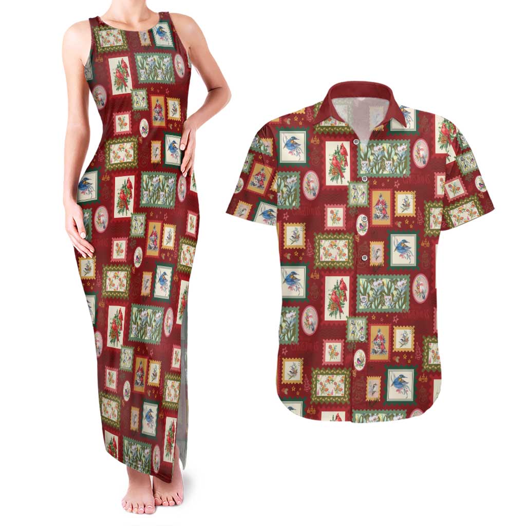 Aussie Birds Christmas La La Land Couples Matching Tank Maxi Dress and Hawaiian Shirt Red Vintage Stamp Edition - Aussie Hoodie