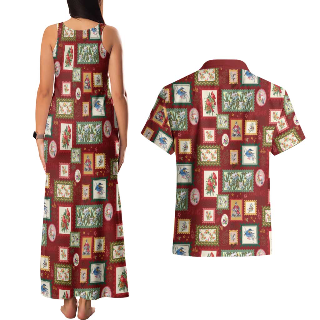 Aussie Birds Christmas La La Land Couples Matching Tank Maxi Dress and Hawaiian Shirt Red Vintage Stamp Edition - Aussie Hoodie