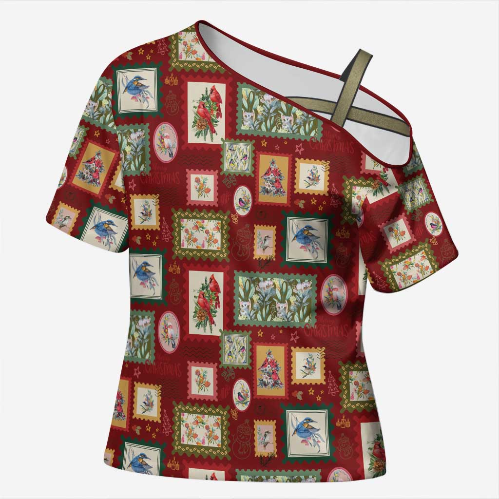 Aussie Birds Christmas La La Land Cross Shoulder Shirt Red Vintage Stamp Edition - Aussie Hoodie