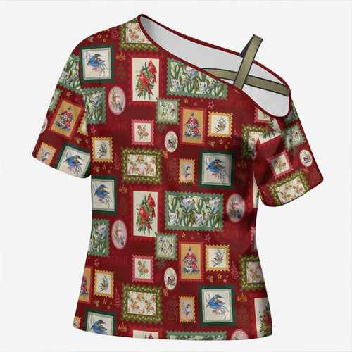 Aussie Birds Christmas La La Land Cross Shoulder Shirt Red Vintage Stamp Edition - Aussie Hoodie