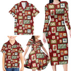Aussie Birds Christmas La La Land Family Matching Long Sleeve Bodycon Dress and Hawaiian Shirt Red Vintage Stamp Edition - Aussie Hoodie