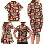 Aussie Birds Christmas La La Land Family Matching Long Sleeve Bodycon Dress and Hawaiian Shirt Red Vintage Stamp Edition - Aussie Hoodie