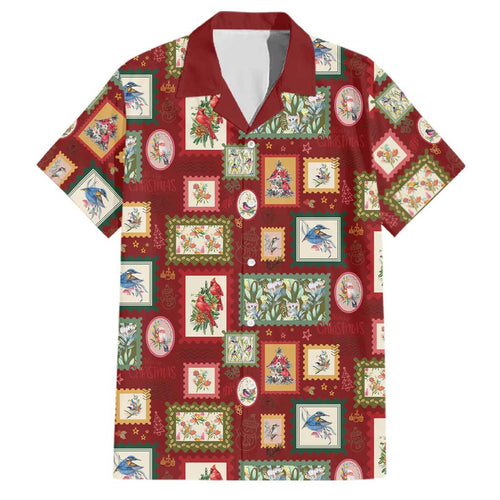Aussie Birds Christmas La La Land Family Matching Long Sleeve Bodycon Dress and Hawaiian Shirt Red Vintage Stamp Edition - Aussie Hoodie
