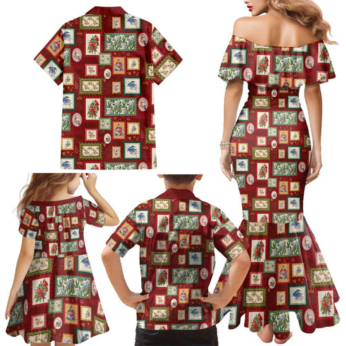 Aussie Birds Christmas La La Land Family Matching Mermaid Dress and Hawaiian Shirt Red Vintage Stamp Edition - Aussie Hoodie
