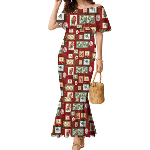 Aussie Birds Christmas La La Land Family Matching Mermaid Dress and Hawaiian Shirt Red Vintage Stamp Edition - Aussie Hoodie