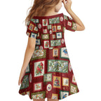 Aussie Birds Christmas La La Land Family Matching Off The Shoulder Long Sleeve Dress and Hawaiian Shirt Red Vintage Stamp Edition - Aussie Hoodie