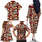 Aussie Birds Christmas La La Land Family Matching Off The Shoulder Long Sleeve Dress and Hawaiian Shirt Red Vintage Stamp Edition - Aussie Hoodie