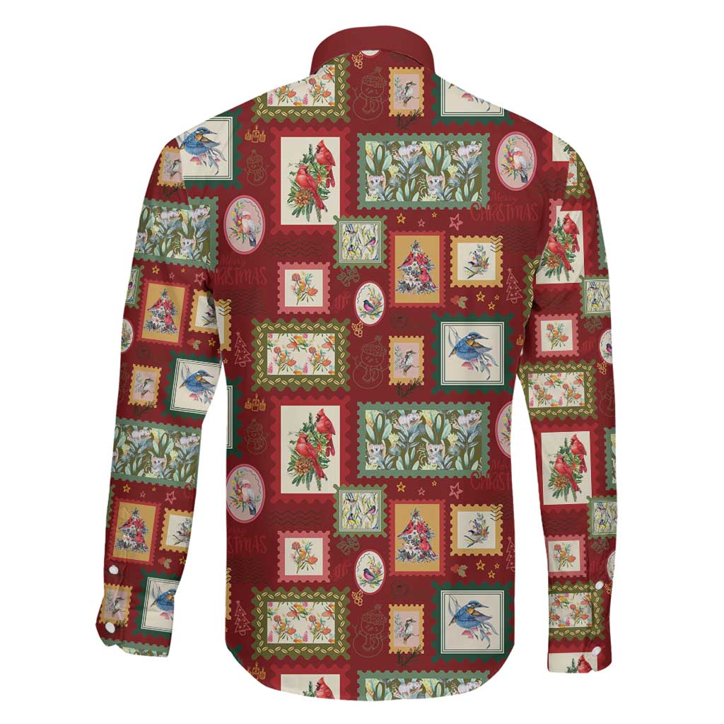 Aussie Birds Christmas La La Land Family Matching Off The Shoulder Long Sleeve Dress and Hawaiian Shirt Red Vintage Stamp Edition - Aussie Hoodie