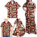 Aussie Birds Christmas La La Land Family Matching Off Shoulder Maxi Dress and Hawaiian Shirt Red Vintage Stamp Edition - Aussie Hoodie